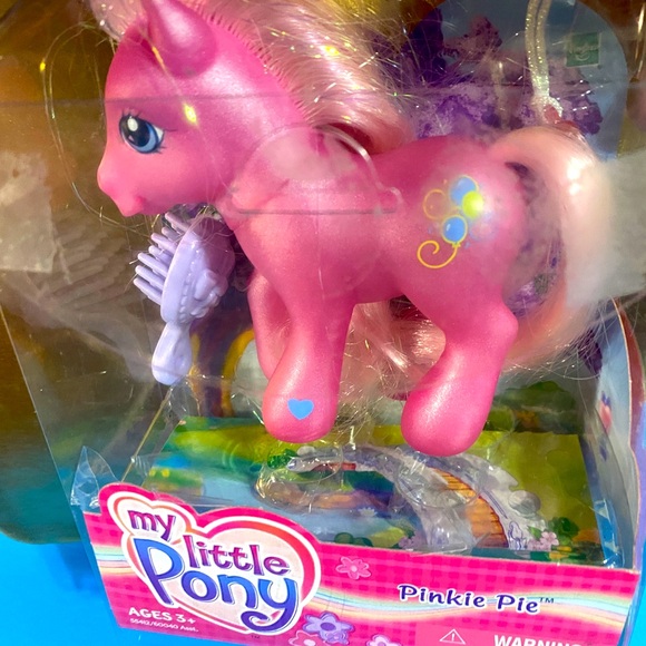 MY LITTLE PONY G3 VTG 2003 GLITTER CELEBRATION WAVE 1 PINKIE PIE w/CHARM & BRUSH - Picture 2 of 16